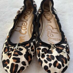 Sam Edelman Black and Tan Leopard Flats